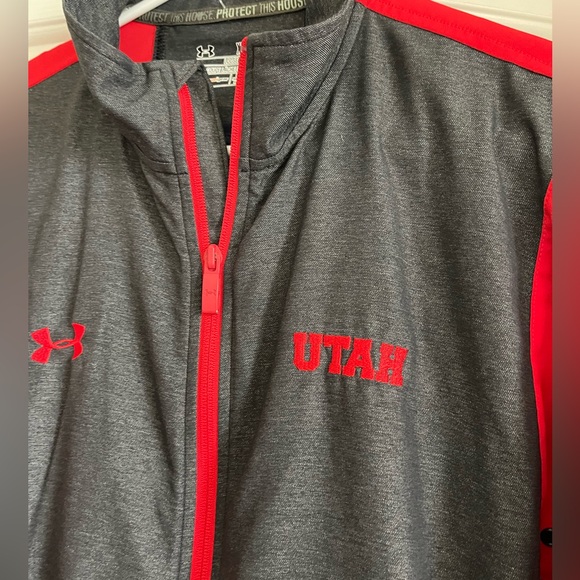 Utah Utes Under Armour Loose Gray/Red zipper jacket Mens size XL - Picture 2 of 6
